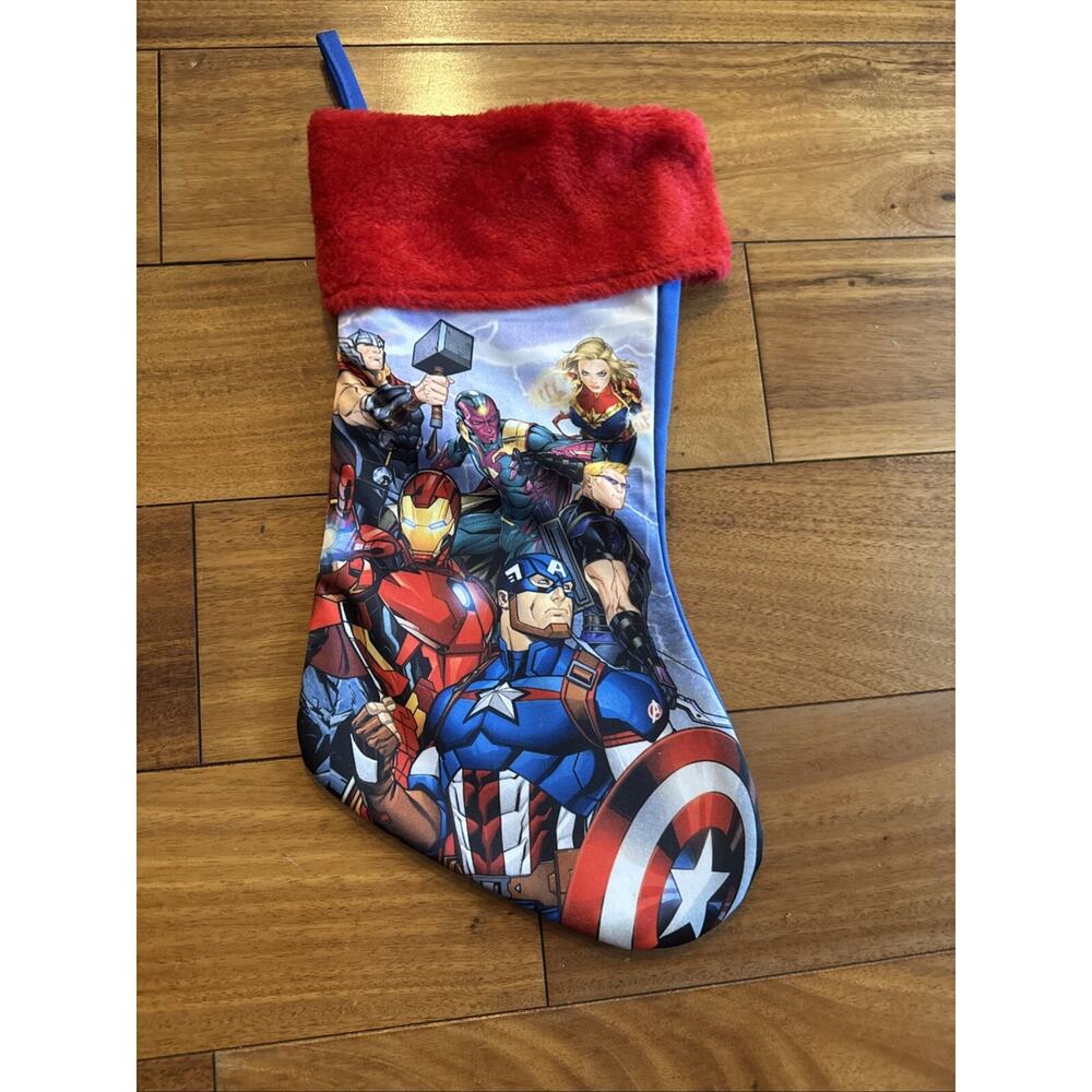 Superhero Marvel Avengers Christmas Stocking with Furry Cuff 16x7